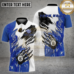Maxcorners Billiards Shirt Blue Fire 8 Ball Claw Smash Multi Options Personalized Name, Team Name 3D Shirt