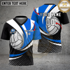 Maxcorners Volleyball Dynamic Curve Modern Club Style Multicolor Options Personalized 3D V-neck T-Shirt
