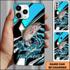 Maxcorners Fishing Blue Black Geometric Lightning Splash Personalized Name Phone Case (10 Fish Species)