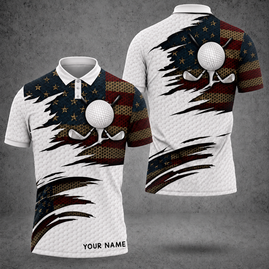 Maxcorners Golf Premium Cracked Personalized Name Polo Shirts