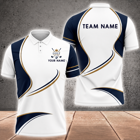 Maxcorners Royal Fairway Claw 3D Golf Personalized Name Polo
