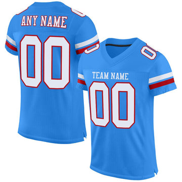 Maxcorners Custom Powder Blue White-Red Mesh Authentic Football Jersey LM2605