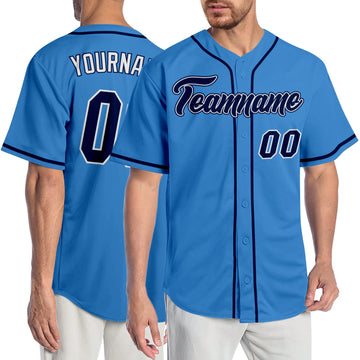 Maxcorners Custom Powder Blue Navy-White Authentic Baseball Jersey LM2605