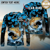 Maxcorners Fishing Geometric Camouflage Splash Art Personalized Name, Team Name Long Sleeve Shirt (9 Breeds)