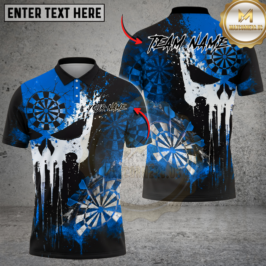 Maxcorners Dart Shirt Skull Paint Splash Grunge Target Design Multicolor Options Personalized Name, Team Name 3D Shirt (4 Colors)