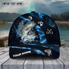 Maxcorners Fishing Blue Smoke Sport Pattern Personalized Name 3D Cap (11 Breeds)