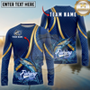 Maxcorners Fishing Sport Stripe Scale Pattern Personalized Name, Team Name Long Sleeve Shirt (9 Breeds)