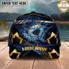 Maxcorners Fishing Black Gold Geometric Personalized Name 3D Cap  (9 Breeds)