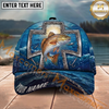 Maxcorners Fishing Texas Cross Christian Fishing Multi Options Personalized Name 3D Classic Cap (11 Fish Species)