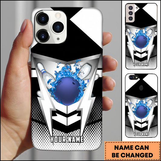 Maxcorners Fire Bowling Ball Strike Dynamic Pin Explosion Multicolor Options Personalized Name 3D Phonecase