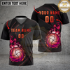 Maxcorners Volleyball Golden Fire Minimal Luxury Style Multicolor Options Personalized 3D V-neck T-Shirt