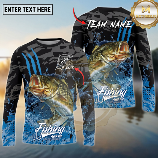 Maxcorners Mahi-Mahi Fishing Camo Water Splash Personalized Name, Team Name Long Sleeve Shirt (9 Breeds)