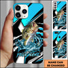 Maxcorners Fishing Blue Black Geometric Lightning Splash Personalized Name Phone Case (10 Fish Species)