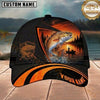 Maxcorners Fishing Black Orange Sunset Customized Name 3D Cap