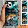 Maxcorners Geometric Blue Ripple Custom Name Fishing Phone Case