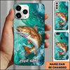 Maxcorners Fishing Teal Aqua Marble Wave Customized Name 3D Cap
