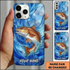 Maxcorners Fishing Blue Liquid Wave Customized Name 3D Phone Case