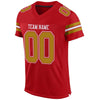 Maxcorners Custom Red Old Gold-White Mesh Authentic Football Jersey LM2605