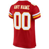 Maxcorners Custom Red White-Gold Mesh Authentic Football Jersey LM2605
