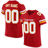 Maxcorners Custom Red White-Gold Mesh Authentic Football Jersey LM2605