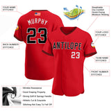 Maxcorners Custom Red White-Gold Premium American Flag Fashion Baseball Jersey LM0210