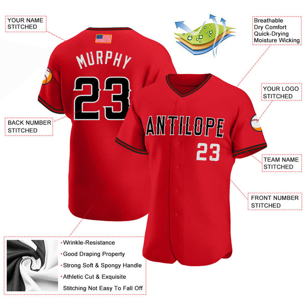 Maxcorners Custom Red White-Gold Premium American Flag Fashion Baseball Jersey LM0210