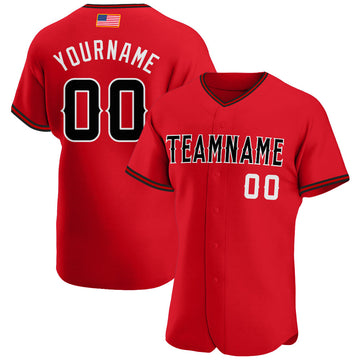 Maxcorners Custom Red White-Gold Premium American Flag Fashion Baseball Jersey LM0210