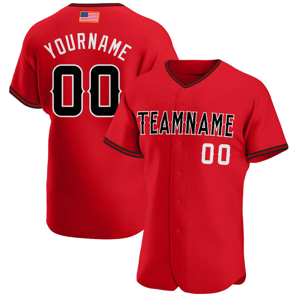 Maxcorners Custom Red White-Gold Premium American Flag Fashion Baseball Jersey LM0210