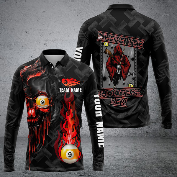 Maxcorners Personalized Name Billiards Champ Long Sleeve Polo Supreme For Ben