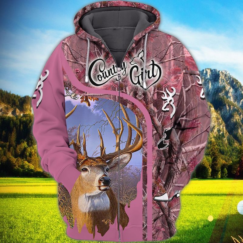 Maxcorners Deer Hunting Country Girl 3D All Over Printed Clothes