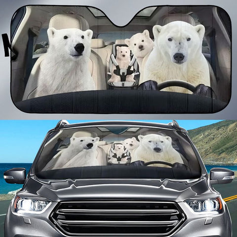 Maxcorners Polar Bears Car Sun Shade, Cute Car Sunshade Windshield