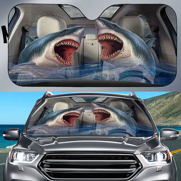 Maxcorners Shark CAR All Over Printed 3D Sun Shade, Gift For Shark Lovers