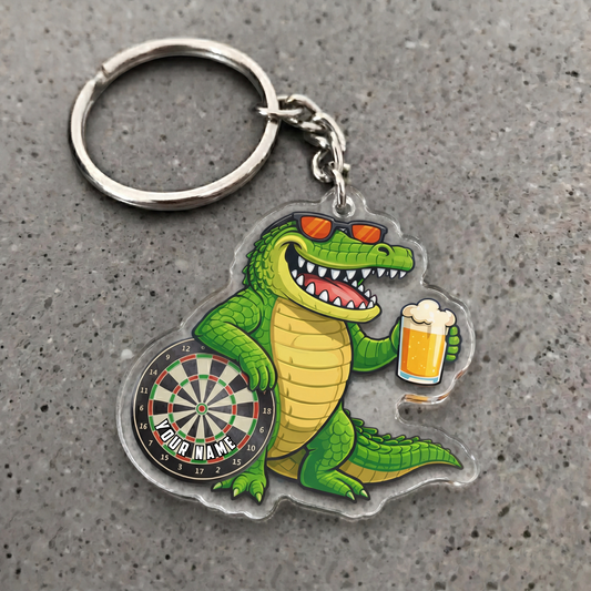 Maxcorners Cool Crocodile Beer Darts Personalized Name Keychain