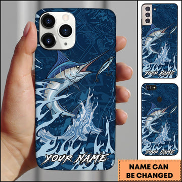 Maxcorners Marlin Fishing Jumping Fish Lure Action Personalized Name Phone Case