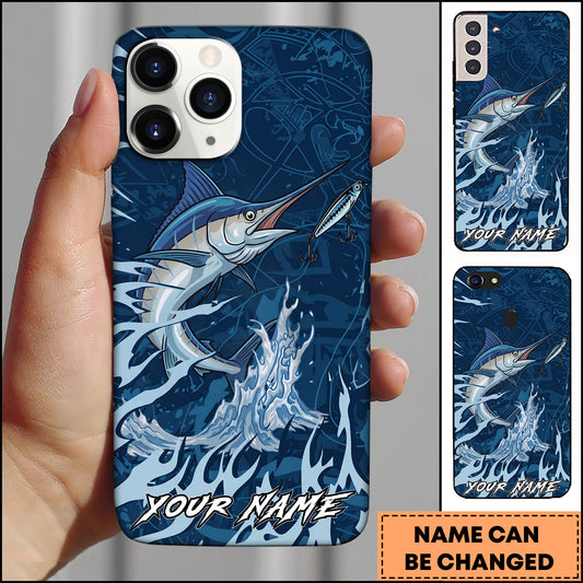 Maxcorners Marlin Fishing Jumping Fish Lure Action Personalized Name Phone Case
