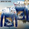 Maxcorners Fishing Ocean Scale Gradient Splash Design Personalized Name, Team Name Long Sleeve Shirt (9 Breeds)