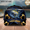 Maxcorners Fishing Black Gold Geometric Personalized Name 3D Cap  (9 Breeds)
