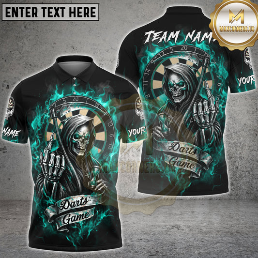Maxcorners Grim Reaper Flame Dartboard Dark Style Multicolor Options Personalized Name, Team Name 3D Shirt (4 Colors)