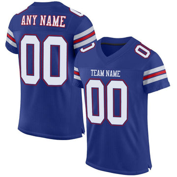 Maxcorners Custom Royal White-Red Mesh Authentic Football Jersey LM2605