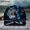 Maxcorners Fishing Blue Smoke Sport Pattern Personalized Name 3D Cap (11 Breeds)