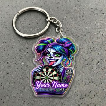 Maxcorners Tattoo Punk Darts Girl Personalized Name Acrylic Keychain