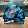 Maxcorners Fishing Electric Blue Wave Splash Custom Name 3D Cap
