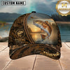 Maxcorners Fishing Rustic Brown Camo Sunset Lake Customized Name 3D Cap