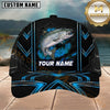 Maxcorners Fishing Neon Blue Geometric Black Mesh Customized Name 3D Cap