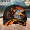 Maxcorners Fishing Black Orange Sunset Customized Name 3D Cap