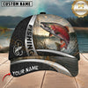 Maxcorners Fishing Black Hexagon Silver Accent Customized Name 3D Cap