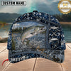 Maxcorners Fishing Blue Digital Camo Lake Splash Customized Name 3D Cap