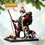 Maxcorners Santa And Dog Christmas Ornament, Personalized Ornament