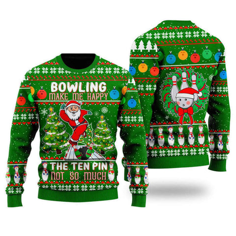 Maxcorners Bowling Santa Go Strike Ugly Christmas 3D Sweater