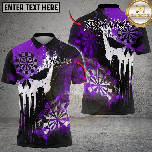 Maxcorners Dart Shirt Skull Paint Splash Grunge Target Design Multicolor Options Personalized Name, Team Name 3D Shirt (4 Colors)